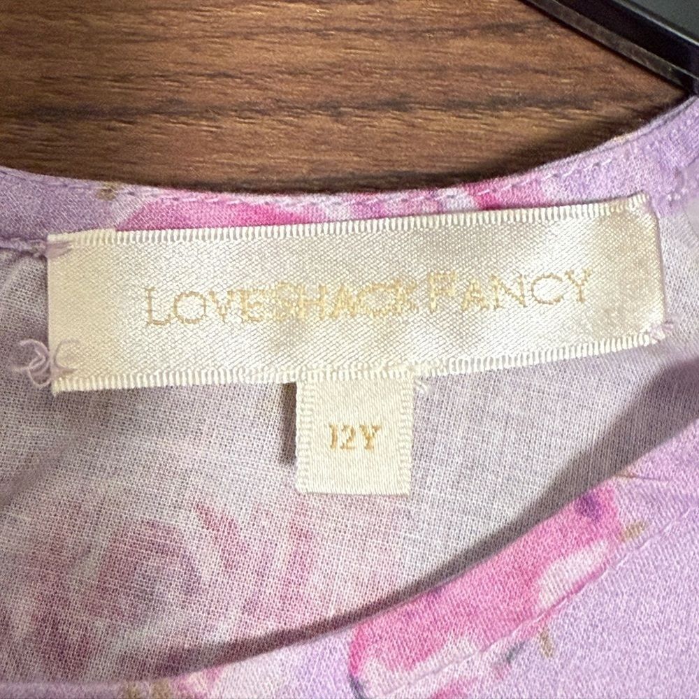 LoveShackFancy Girls’ Lilac Fusion Mavis Flutter Sleeve Dress. Size 12. - Picture 7 of 8